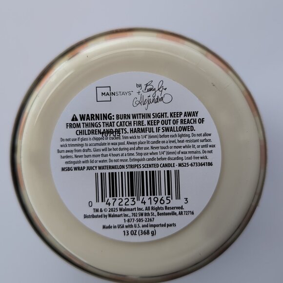 Mainstays Juicy Watermelon 13Oz 3 Wick Candle Watermelon Honeydew Cantaloupe New - Picture 3 of 4
